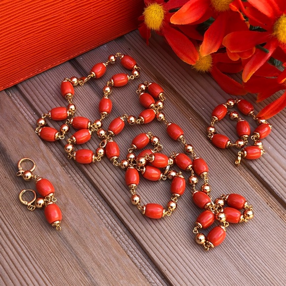 🧡 Beautiful and bold beaded jewelry set NWOT - Picture 5 of 8